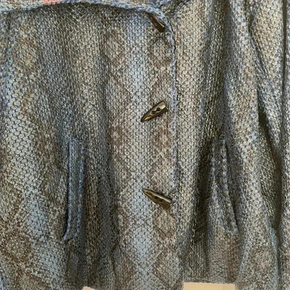 Samuel Dong Snake Skin Blazer Jacket Blue plus sz - Picture 3 of 11